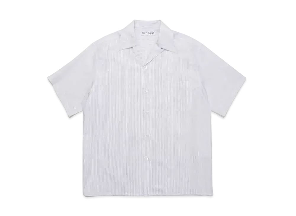 WACKO MARIA STRIPED OPEN COLLAR SHIRT (IMPOET FABRIC / S.I.C.TESS.) "Gray"