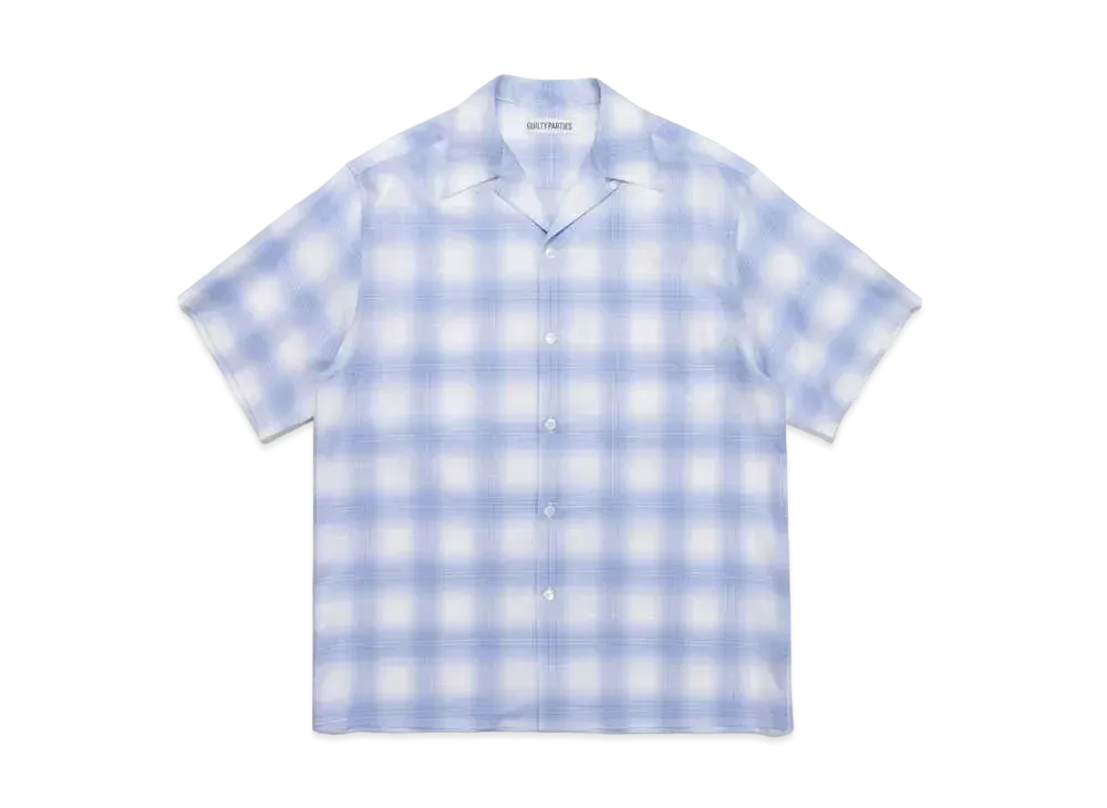 WACKO MARIA CHECK OPEN COLLAR SHIRT (IMPOET FABRIC / SOKTAS) "Blue"