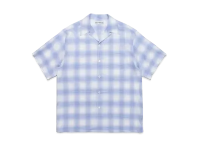 WACKO MARIA CHECK OPEN COLLAR SHIRT (IMPOET FABRIC / SOKTAS) "Blue"