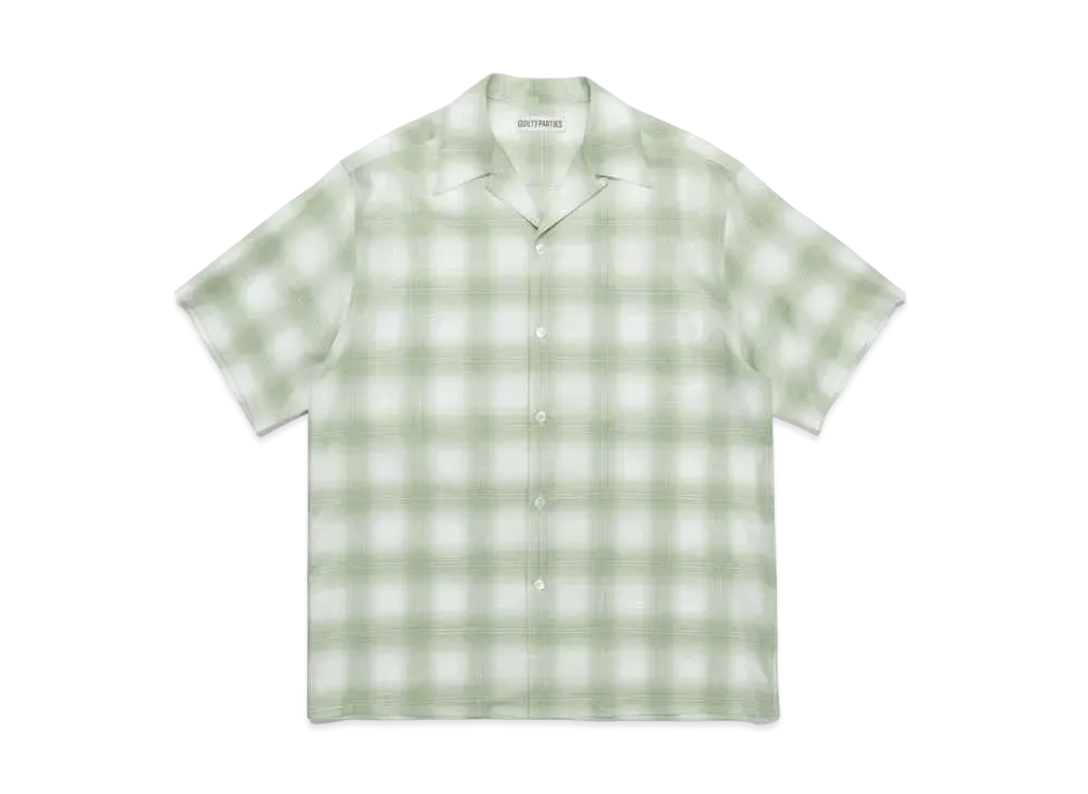 WACKO MARIA CHECK OPEN COLLAR SHIRT (IMPOET FABRIC / SOKTAS) "Green"