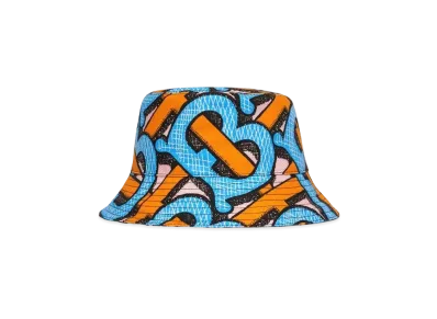 Burberry Monogram P Cotton Canvas Bucket Hat "Blue"