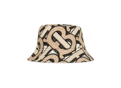 Burberry Monogram P Cotton Canvas Bucket Hat "Beige"