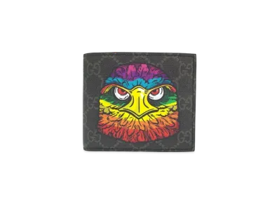 GUCCI Bestiary Eagle Print GG Supreme Coin Wallet