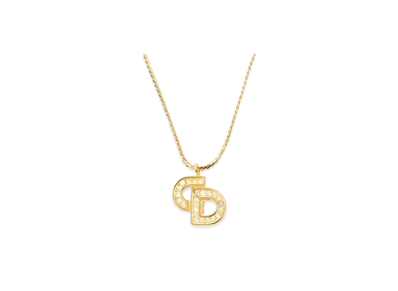Dior CD Logo Rhinestone Necklace "Gold"