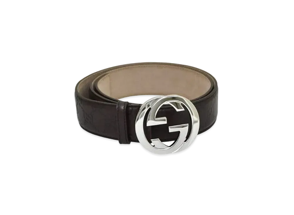 GUCCI Guccissima Interlocking G Buckle Leather Belt "Brown"