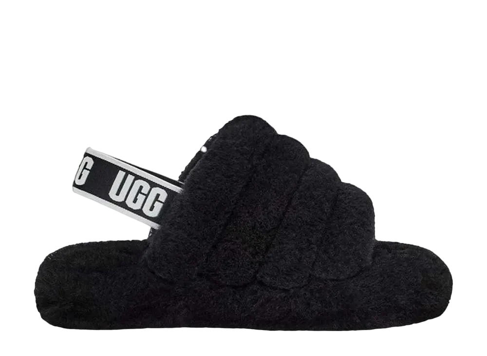 アグ TD フラッフ イヤー スライド "ブラック"(キッズ)