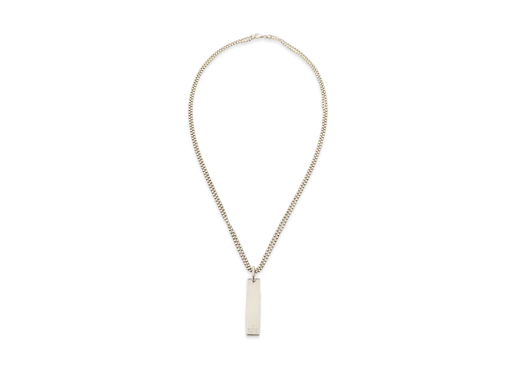GUCCI Plate Tag W Ball Chain Necklace "Silver"