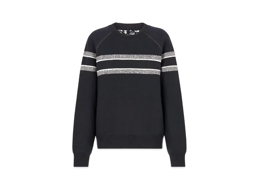 Dior REVERSIBLE CREW-NECK SWEATER Blue Double-Sided Technical Cashmere with Dior Oblique Motif