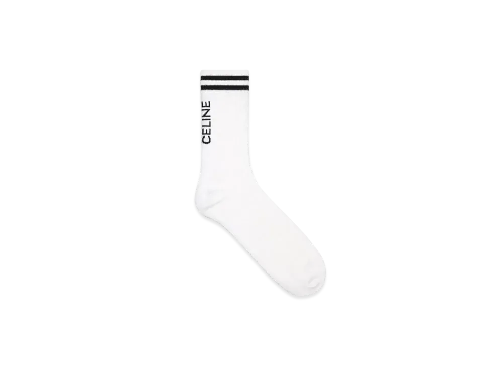 CELINE Socks In Striped Cotton"White/Black"