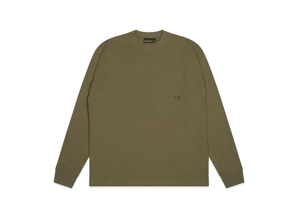 drew house basic ls pocket tee "Midnight Olive"