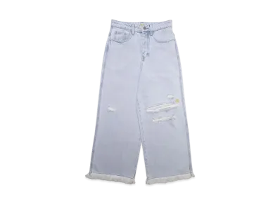 drew house ultra wide leg jean "Distressed Vintage Indigo"