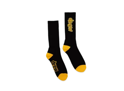 drew house 2 pack cartoon font socks "Black White"