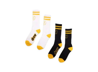 drew house 2 pack mascot stripe socks "Black White"