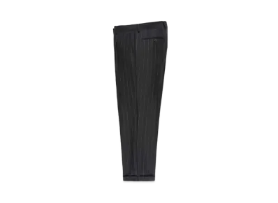 WACKO MARIA STRIPED PLEATED TROUSERS (IMPOET FABRIC / DOEMEUIL) "Black"