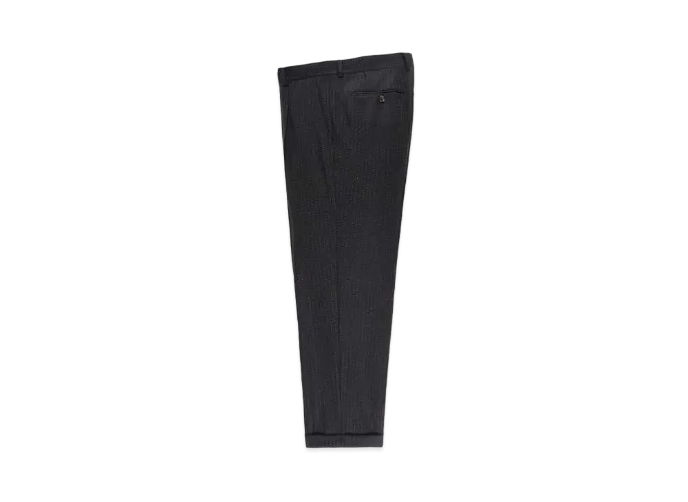 WACKO MARIA GLITTER STRIPED PLEATED TROUSERS (IMPOET FABRIC / DOEMEUIL) "Black"