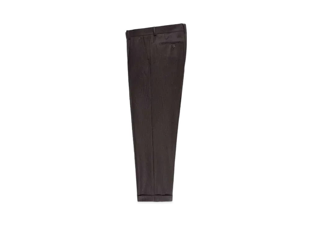WACKO MARIA GLITTER STRIPED PLEATED TROUSERS (IMPOET FABRIC / DOEMEUIL) "Brown"