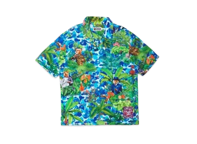 A BATHING APE BAPE® X MONKEY 47 OPEN COLLAR S/S SHIRT "Blue"