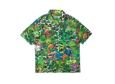 A BATHING APE BAPE® X MONKEY 47 OPEN COLLAR S/S SHIRT "Green"