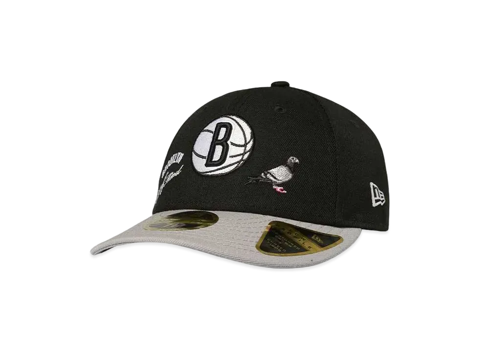 NEW ERA LP 59FIFTY STAPLE BROOKLYN NETS BLACK GRAY VISOR