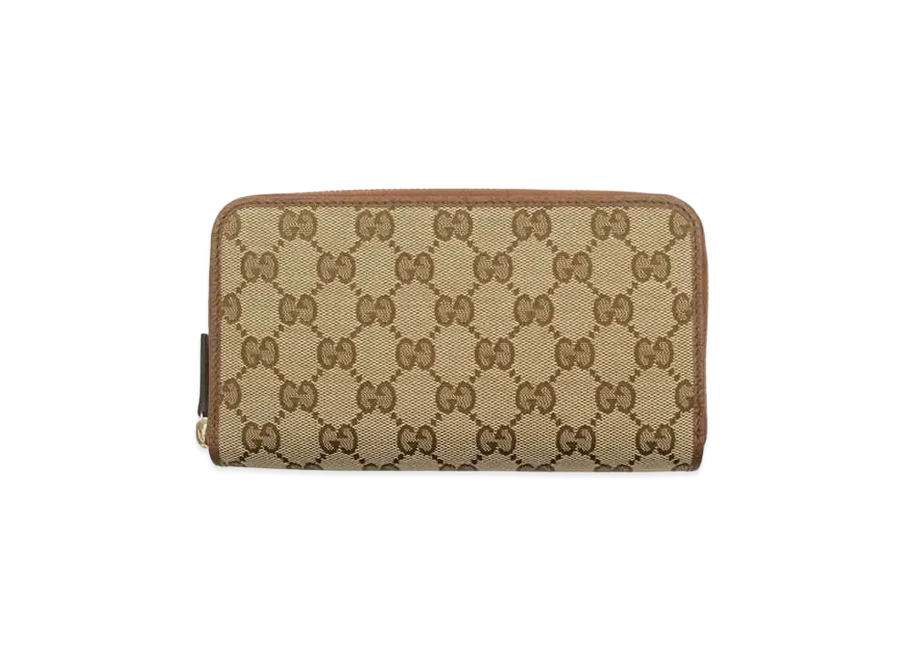 GUCCI GG Canvas Zip Around Wallet "Beige/Ebony/Brown"