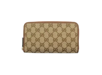 GUCCI GG Canvas Zip Around Wallet "Beige/Ebony/Brown"