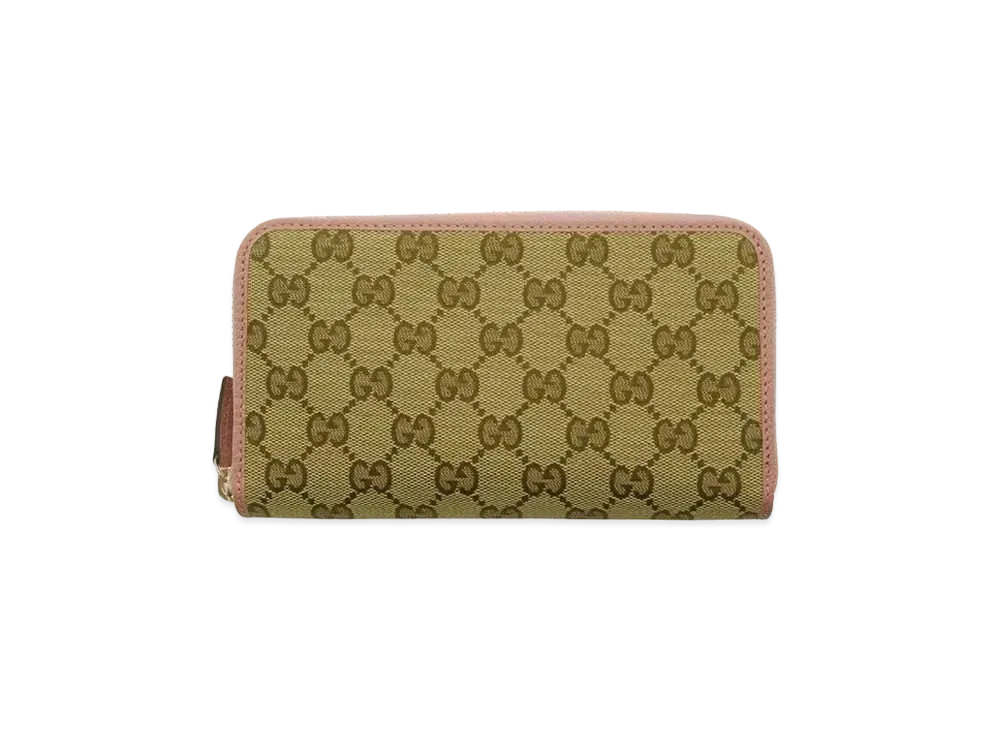 GUCCI GG Canvas Zip Around Wallet "Beige/Ebony/Soft Pink"