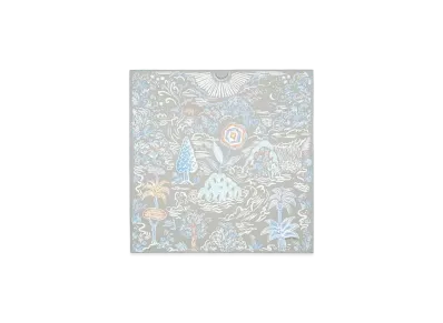 Hermes Isola Di Primavera Scarf 90 "Gris Clair/Bleu Pale/Blanc"