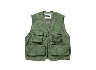 FIRST DOWN RIVER VEST SUPPLEX NYLON by E-WAX STUDIO "Leaf Green"