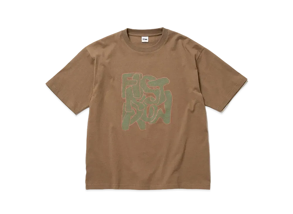 FIRST DOWN S/S TEE #3 COTTON JERSEY by E-WAX STUDIO "Light Khaki"