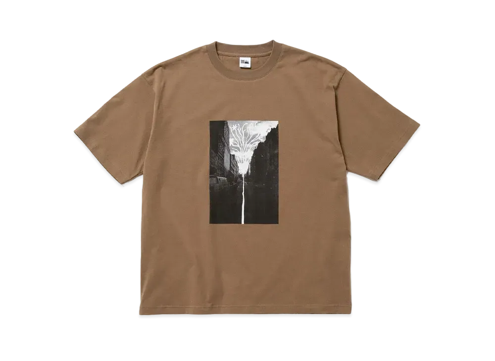 FIRST DOWN S/S TEE #2 COTTON JERSEY by E-WAX STUDIO "Light Khaki"