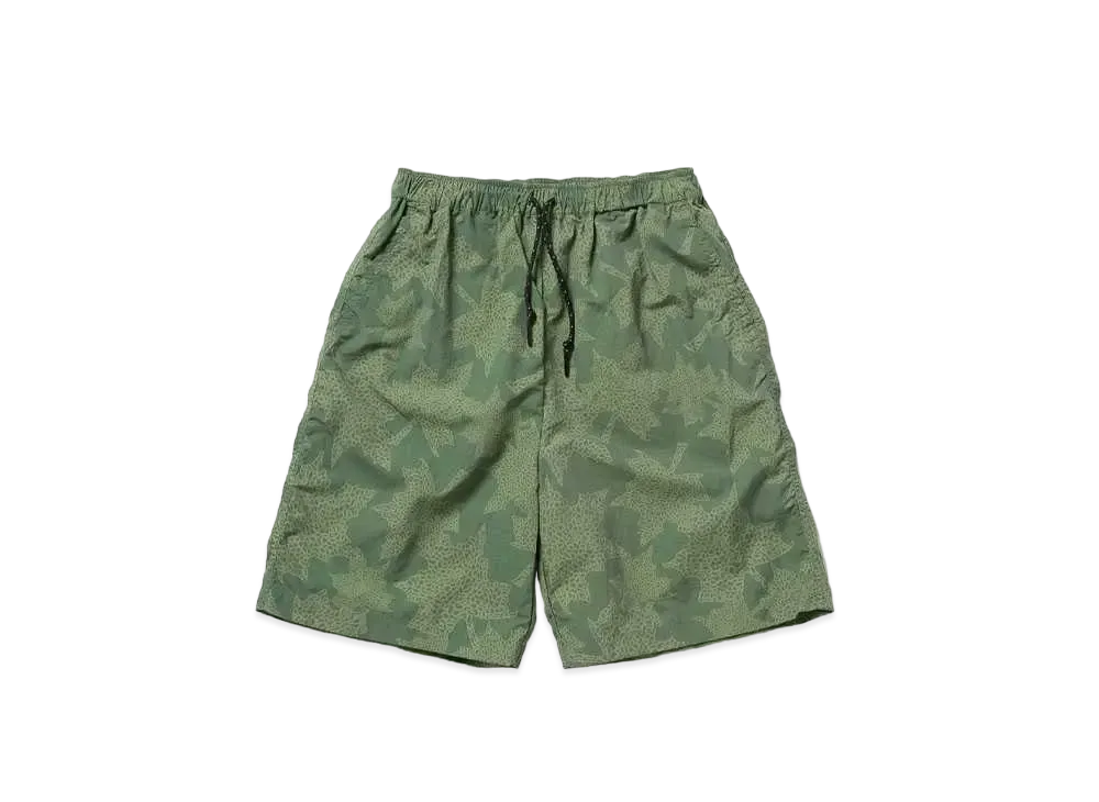 FIRST DOWN COZY SHORTS SUPPLEX NYLON by E-WAX STUDIO "Leaf Green"