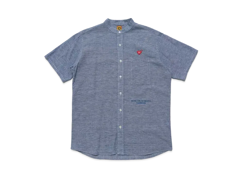 HUMAN MADE STAND COLLAR S/S SHIRT "Blue"