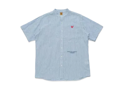 HUMAN MADE STRIPE STAND COLLAR S/S SHIRT "Blue"