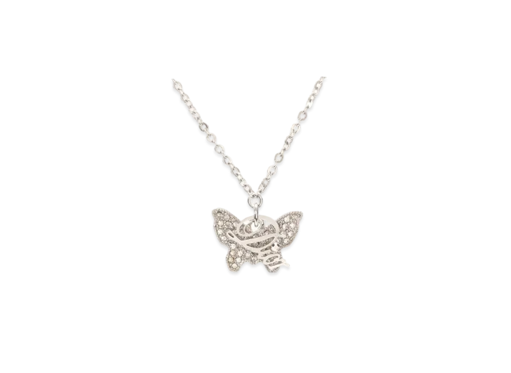 Dior Butterfly Logo Necklace "Silver"