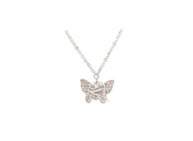 Dior Butterfly Logo Necklace "Silver"