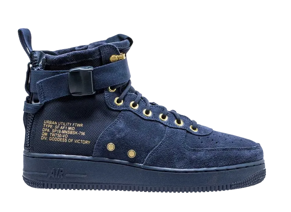 ナイキ SF エアフォース1 ミッド "オブシディアン メタリック ゴールド"