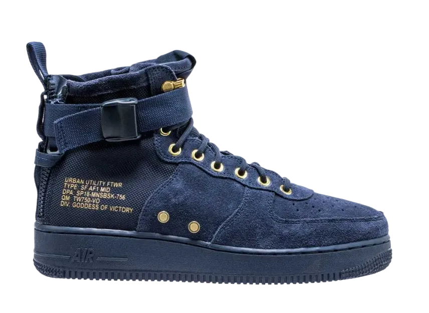 ナイキ SF エアフォース1 ミッド "オブシディアン メタリック ゴールド"