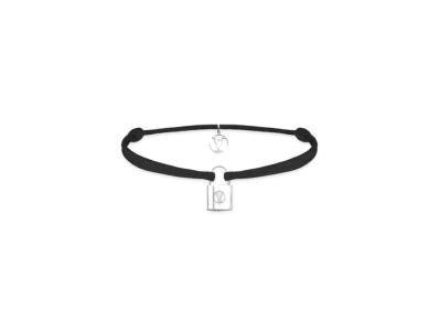 Louis Vuitton Silver Lockit X Doudou Louis Bracelet, Recycled Silver And Organic Cotton Cord "Noir"