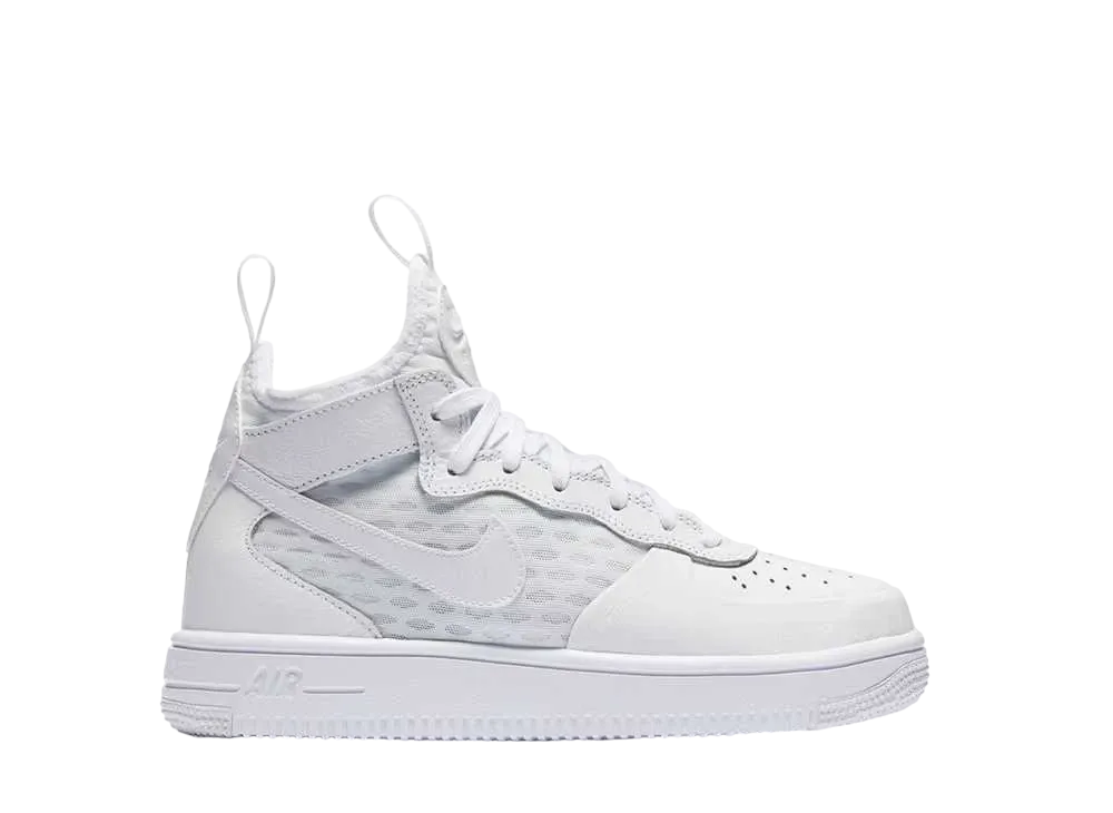 ナイキ GS エアフォース1 ウルトラフォース ミッド "トリプル ホワイト"