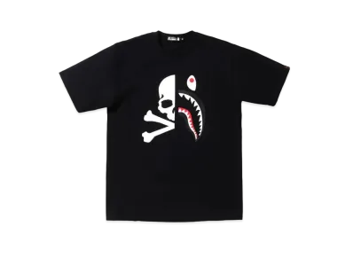 A BATHING APE X MMJ HALF SHARK TEE "Black"