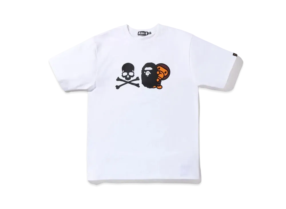 A BATHING APE X MMJ APE HEAD & MILO TEE "White"