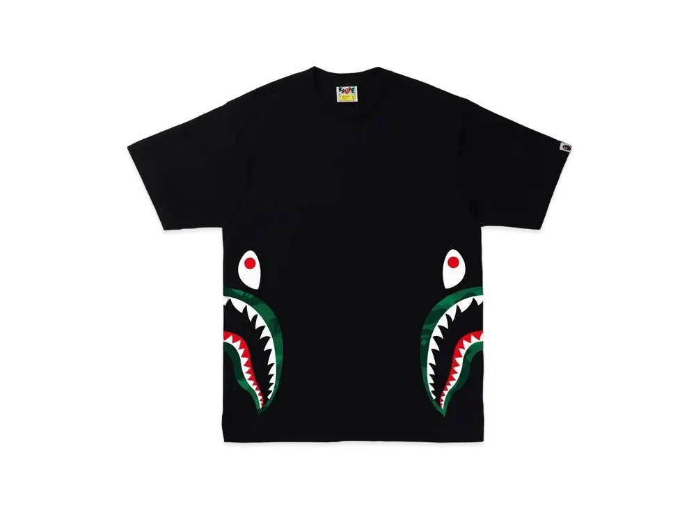 A BATHING APE COLOR CAMO SIDE SHARK TEE "Black Green"