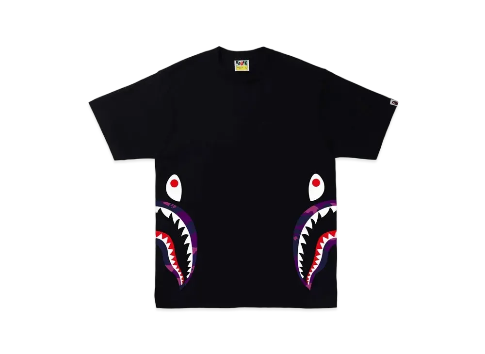 A BATHING APE COLOR CAMO SIDE SHARK TEE "Black Purple"