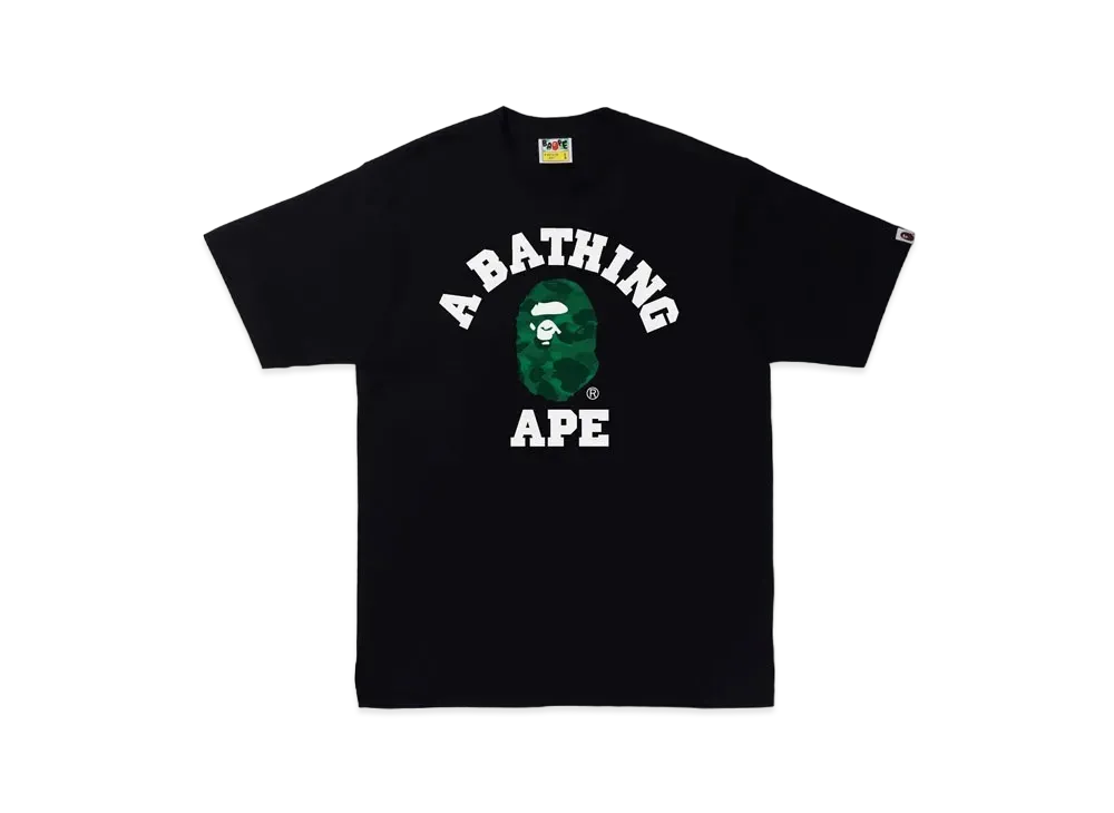 A BATHING APE COLOR CAMO COLLEGE TEE "Black Green"