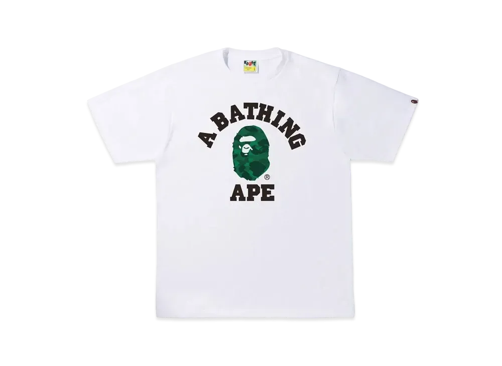 A BATHING APE COLOR CAMO COLLEGE TEE "White Green"