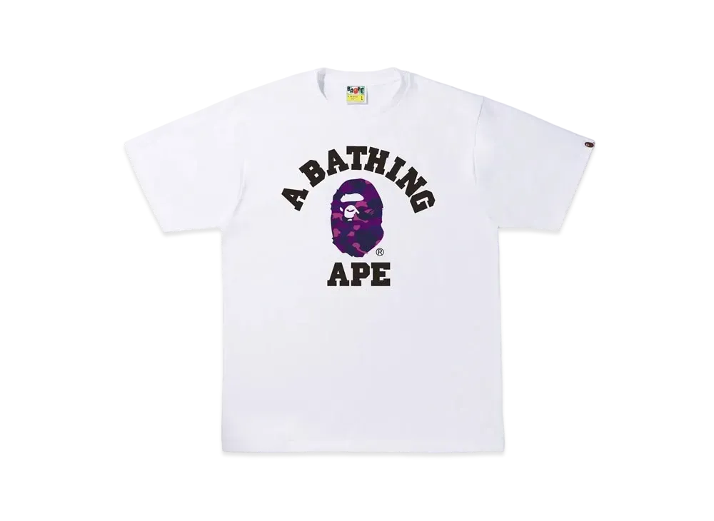 A BATHING APE COLOR CAMO COLLEGE TEE "White Purple"