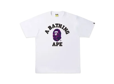 A BATHING APE COLOR CAMO COLLEGE TEE "White Purple"