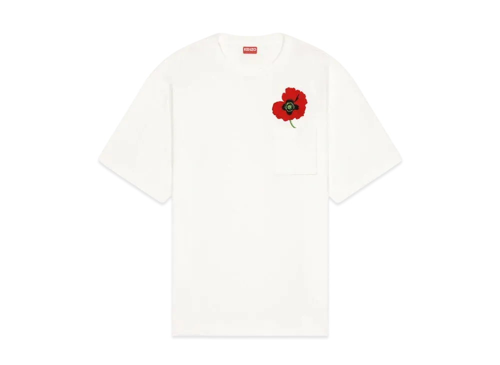 KENZO 'KENZO POPPY' OVERSIZE POCKET T-SHIRT MENS "Off White"