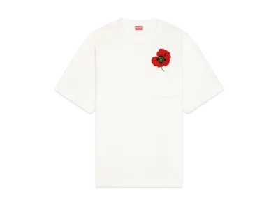 KENZO 'KENZO POPPY' OVERSIZE POCKET T-SHIRT MENS "Off White"