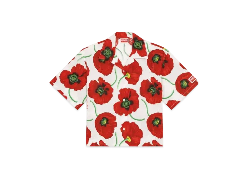 KENZO Women's 'KENZO Women's POPPY' HAWAIIAN POCKET SHIRT "White"